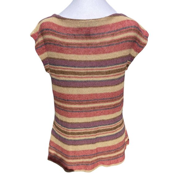 LAUREN RALPH LAUREN Petite PL Linen Cotton Silk Striped Knit Top Multicolor - Picture 5 of 10